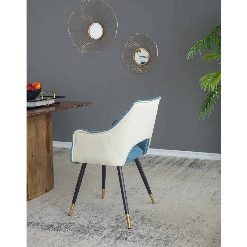Fabric Side Chair, Living Room Bedroom Kitchen Vanity Accent Chair (Set of 2) - Blue