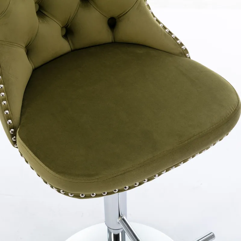 Swivel Velvet Barstools Adjusatble Seat Height From 25-33\", Modern Upholstered Chrome Base Bar Stoo