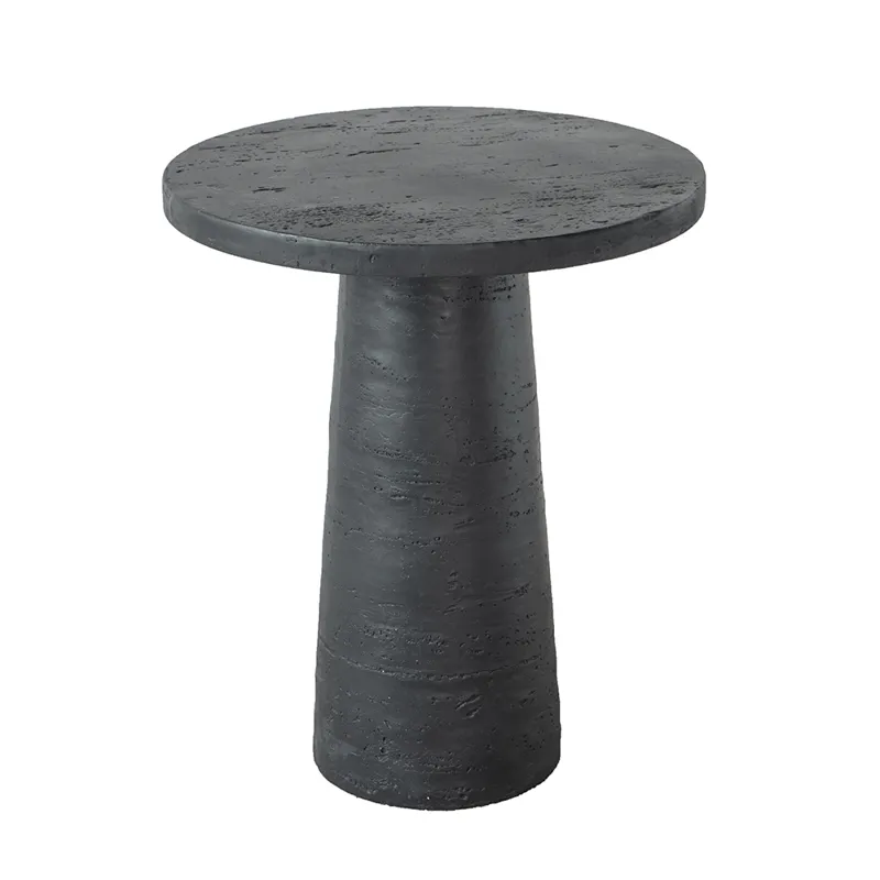 Round Side Table With Pedestal Base - Black - Black