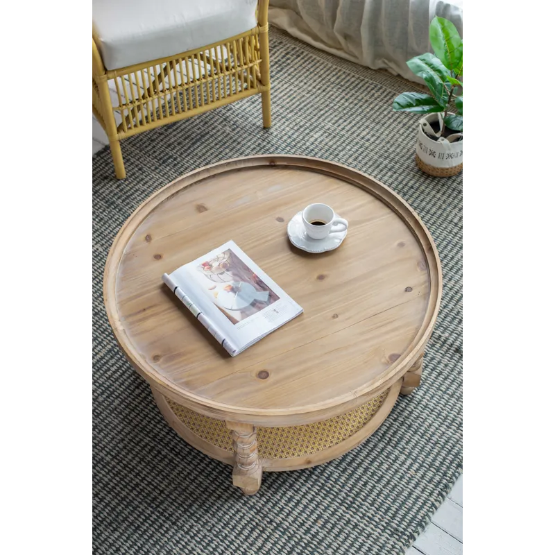 Round 2 Tiered Side Tabel, Natural End Tabel For Lving Room Bedroom Entryway - Brown