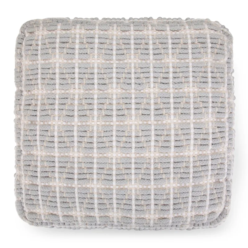 Noreen - Square Pouf - Light Blue / White