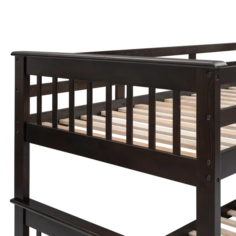 Twin Over Full Stairway Bunk Bed With Drawer, Storage And Guard Rail For Bedroom, Dorm, For Adults -