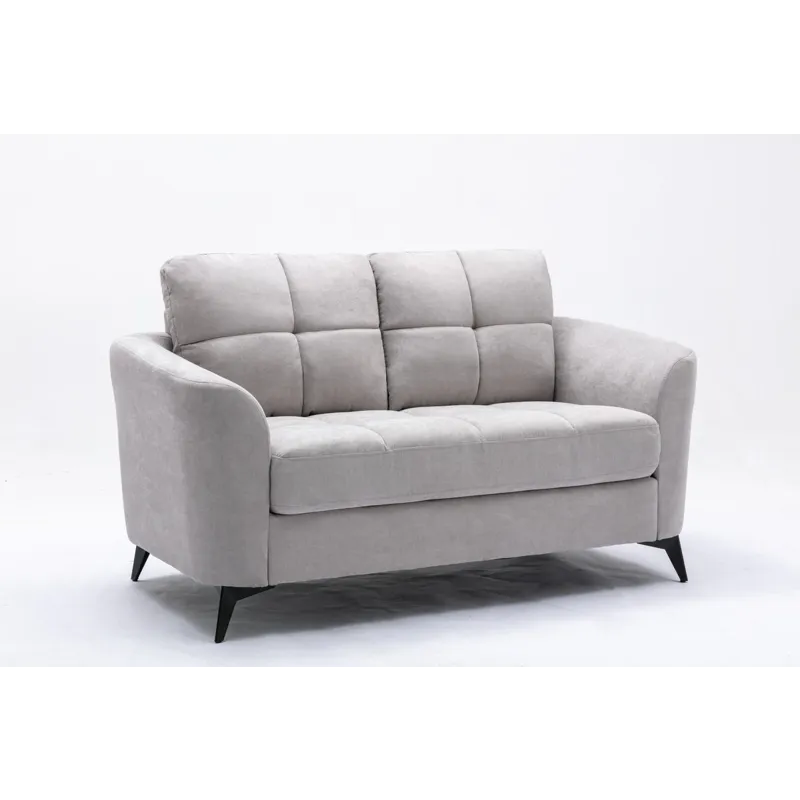 Callie - Woven Living Room Fabric Sofa, Loveseat (Set of 2) - Light Gray