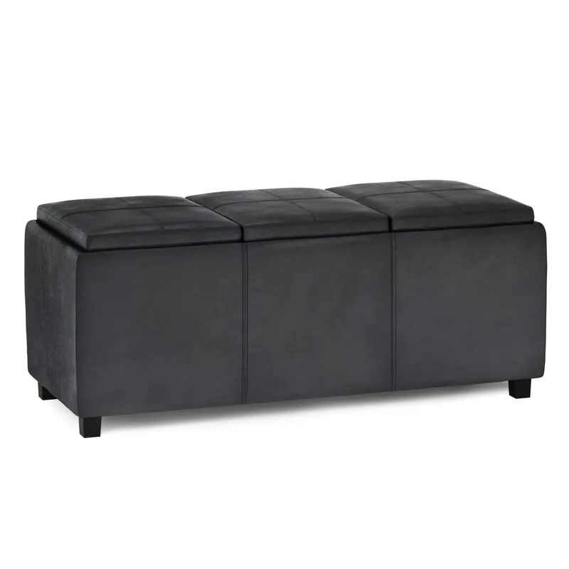 Avalon - Storage Ottoman - Distressed Black