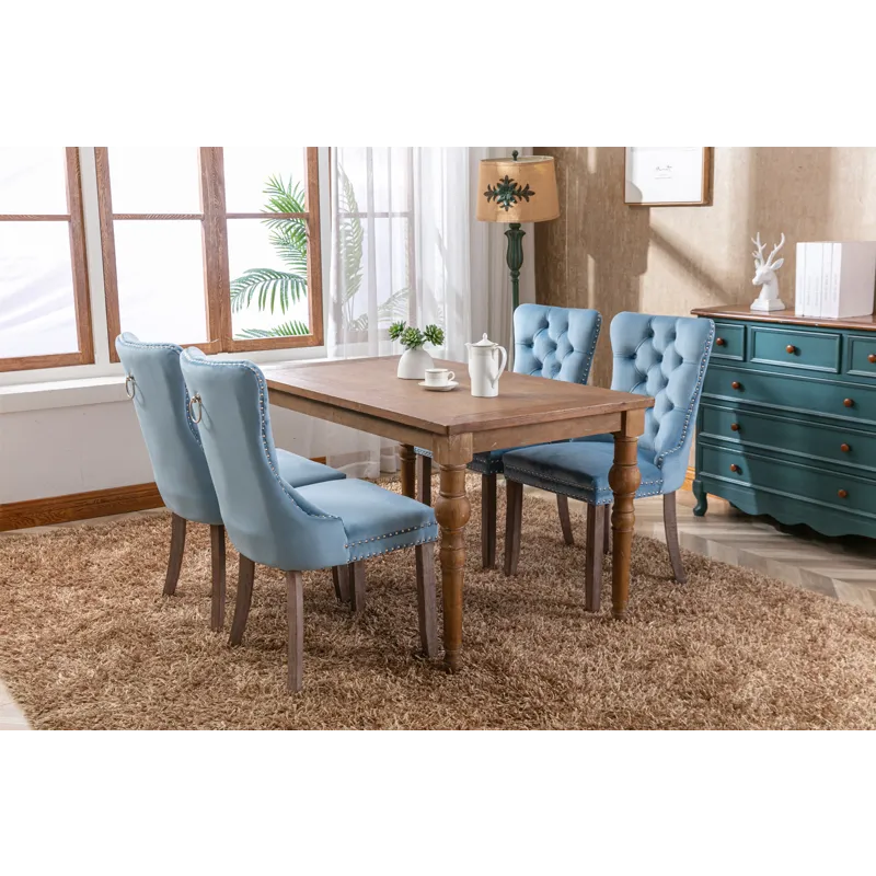 Nikki - Modern, High-End Tufted Solid Wood Contemporary Velvet Upholstered Dining Chair With Wood Le