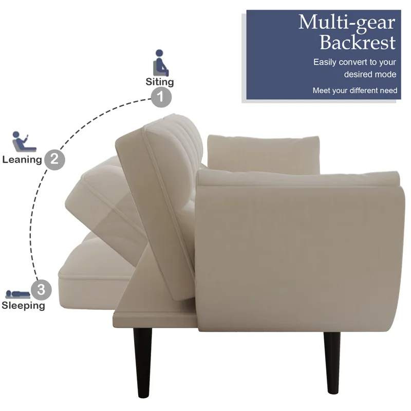 Sofa Soft Two Armrests Throw Pillow Pillow Comfortable Fit Apartment Bedroom Small Space - Beige