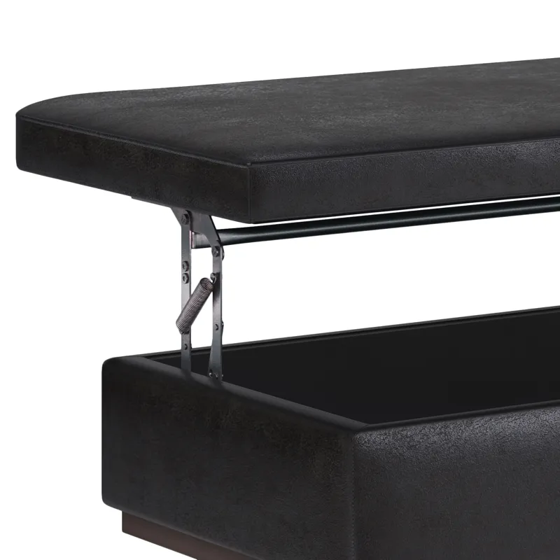 Owen - Lift Top Large Coffee Table Storage Ottoman - Distressed Black