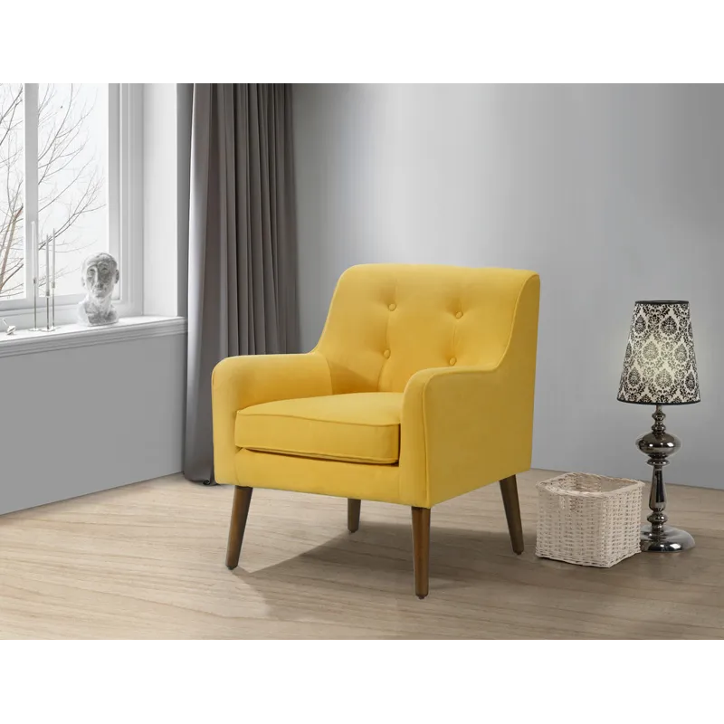 Ryder - Mid Century Modern Woven Fabric Tufted Armchair - Gray