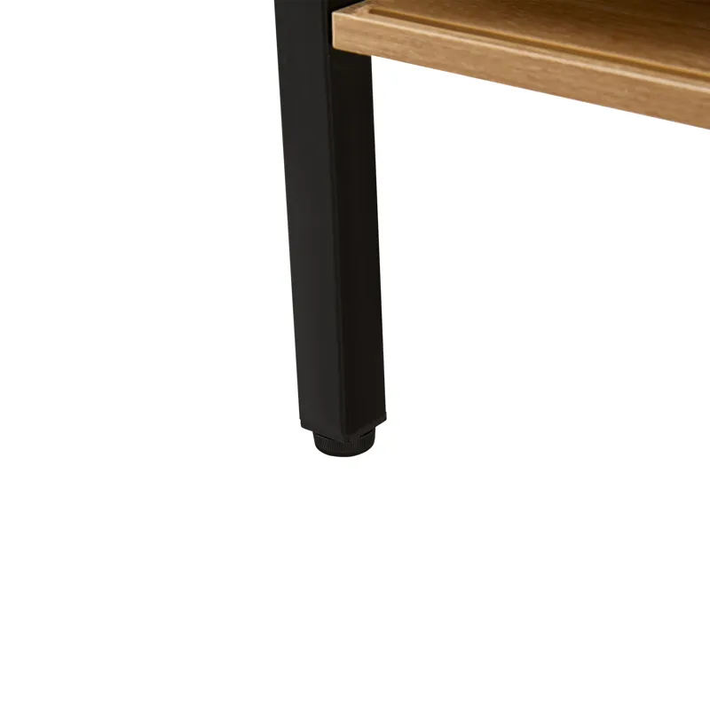 40.16\" Rattan Coffee Table, Sliding Door For Storage, Metal Legs, Modern Table For Living Room - Na