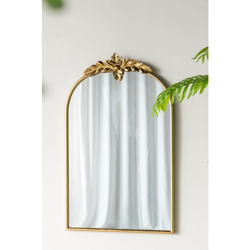 Arched Wall Mirror With Metal Frame, Wall Mirror For Living Room, Bedroom Hallway - Gold