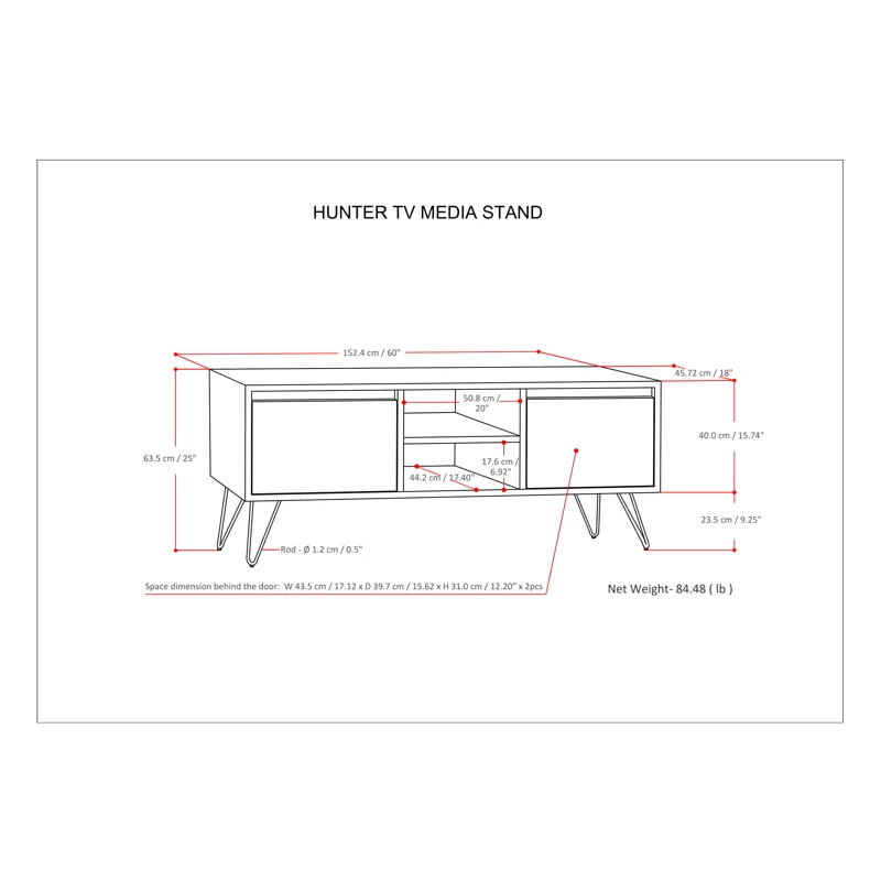 Hunter - TV Media Stand - Umber Brown Stain