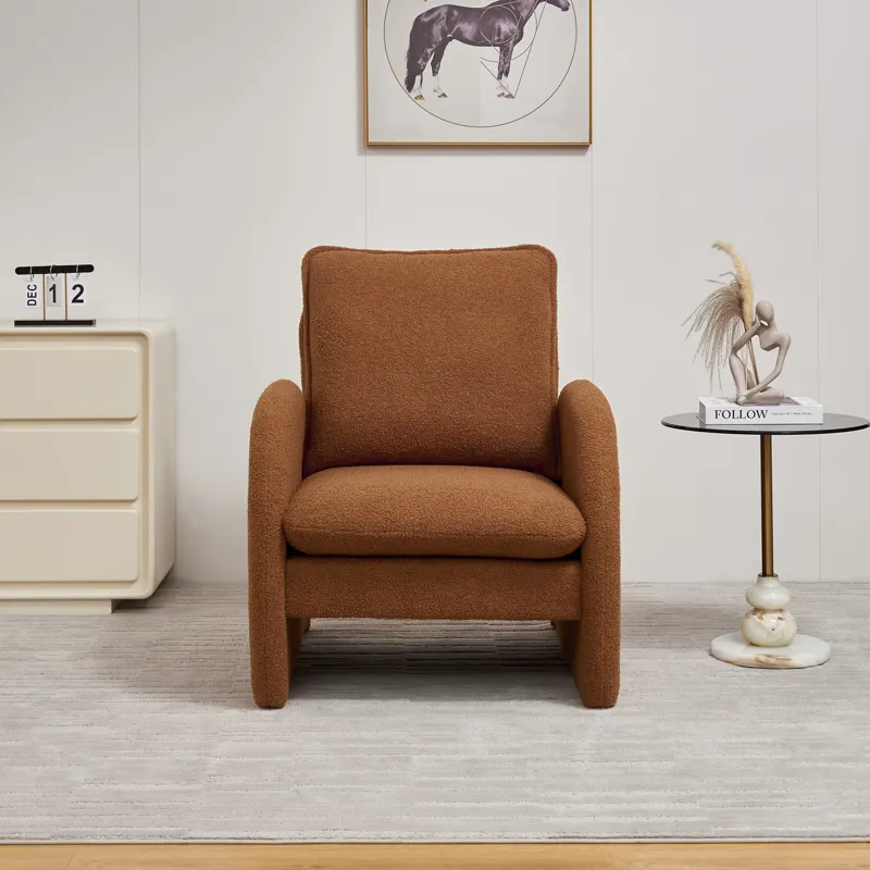 Modern Sherpa Upholstered Accent Chair, Comfortable Living Room Armchair, Lounge Chair For Bedroom, 