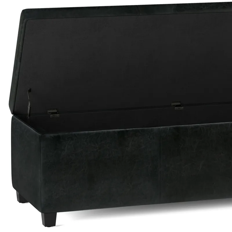 Avalon - Extra Large Storage Ottoman Bench - Midnight Black