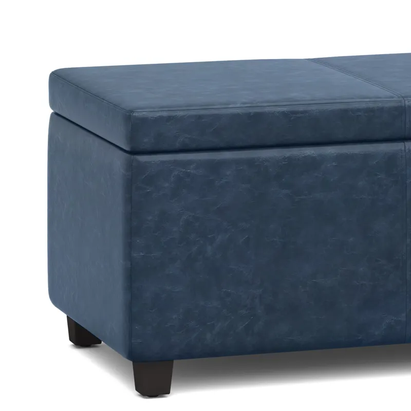 Avalon - Storage Ottoman Bench - Denim Blue
