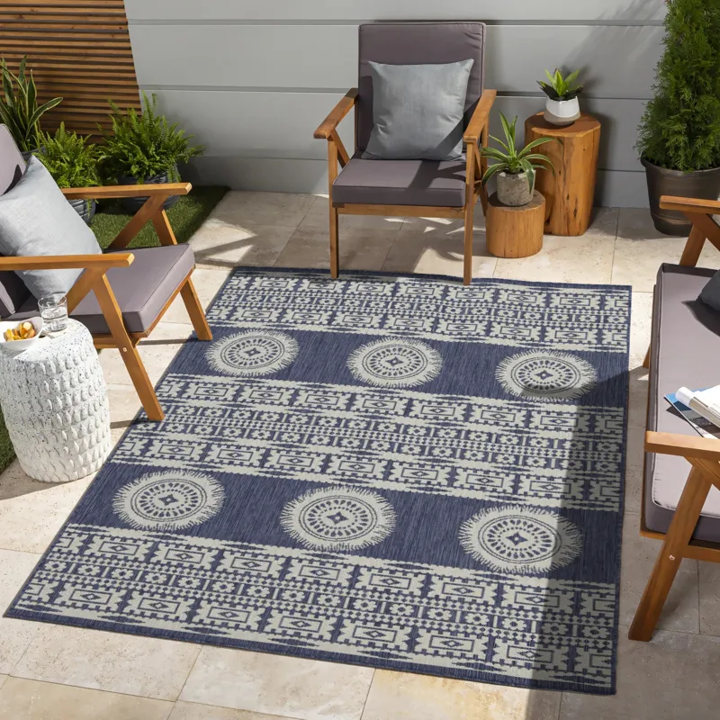 Sunshine - 2\'7\" X 7\'3\" Indoor / Outdoor Area Rug - Blue