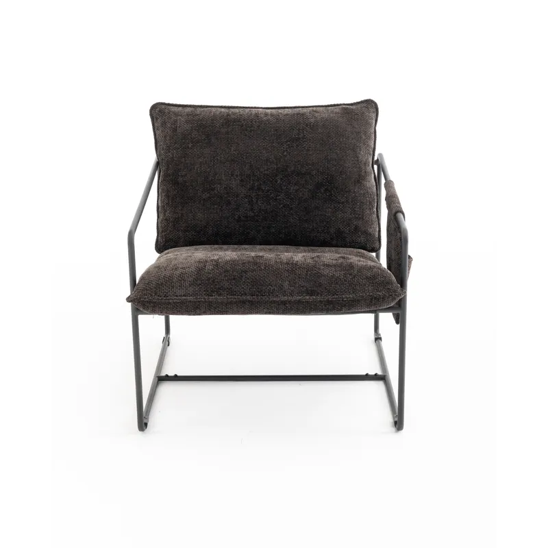 Upholstered Hanging Armchair With Arm Pocket Metal Frame (Set of 2), Crushed Foam Cushions And Skin-