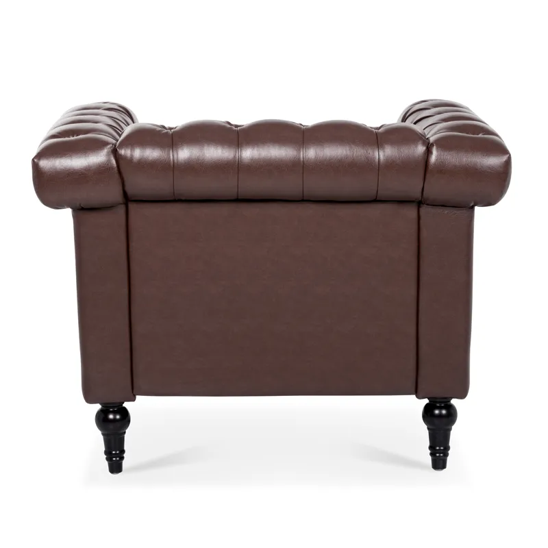 1 Seater Sofa For Living Room - Brown PU