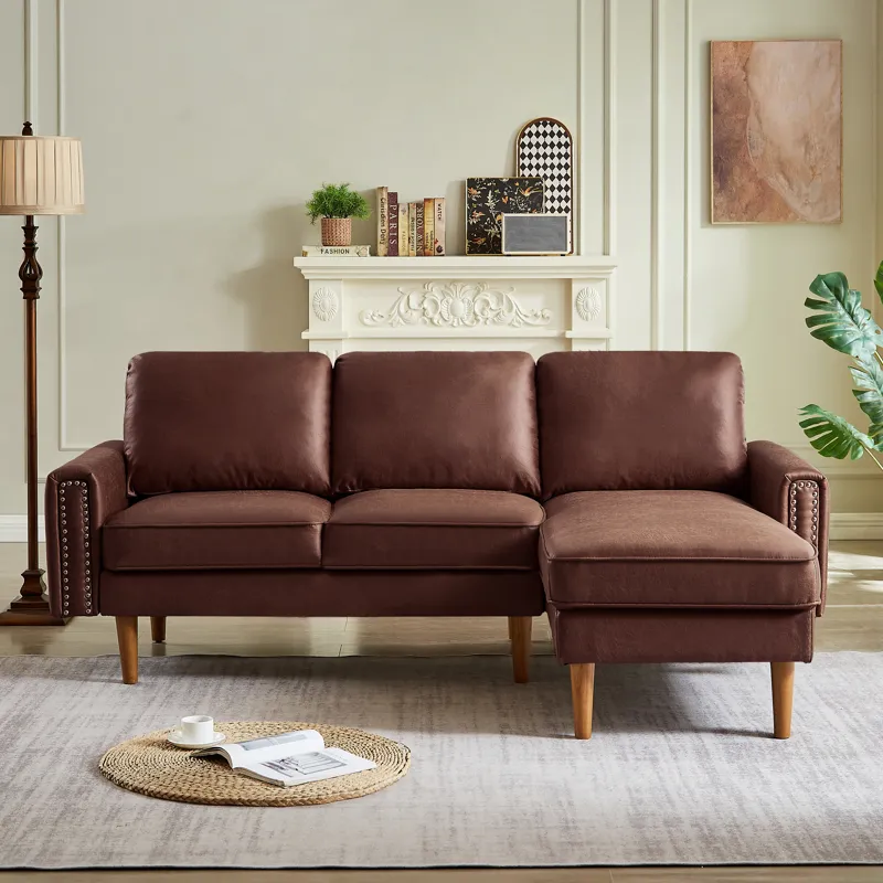 L-Shape Sofa Couch With Chais Mid-Century, Strong Leg And Design That Will Complement Any Living Spa