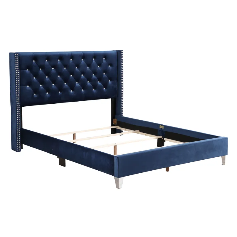 Julie - G1924-QB-UP Queen Upholstered Bed - Navy Blue