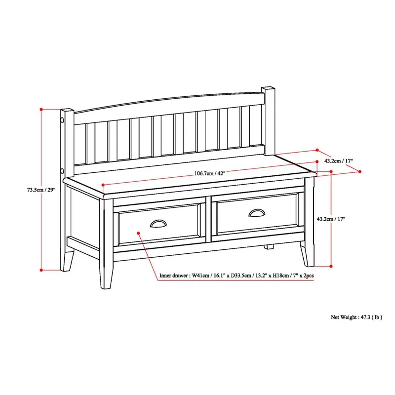 Burlington - Entryway Storage Bench with Drawers - White