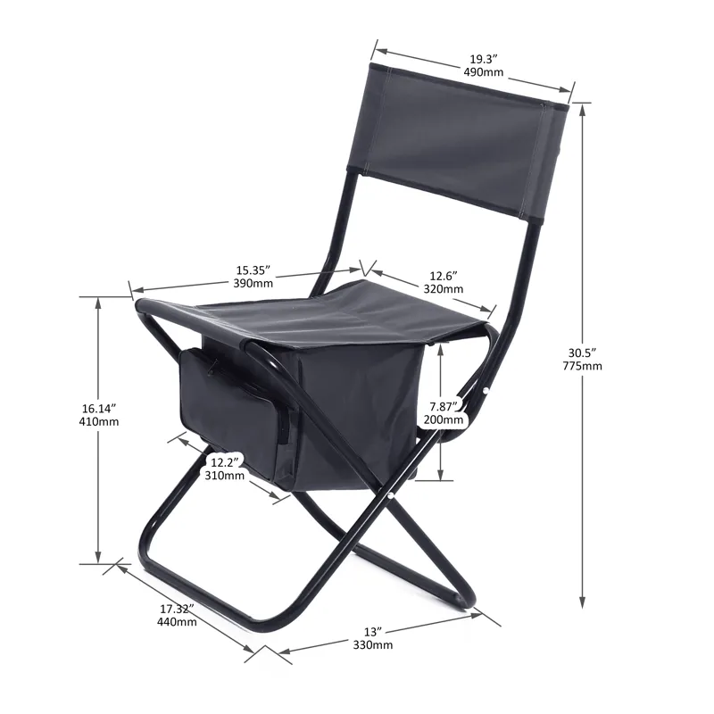 Folding Outdoor Chairs With Storage Bag, Portable Chair For Indoor, Outdoor Camping, Picnics And Fis