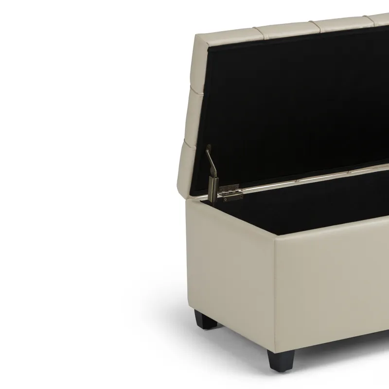 Sienna - Storage Ottoman Bench - Satin Cream