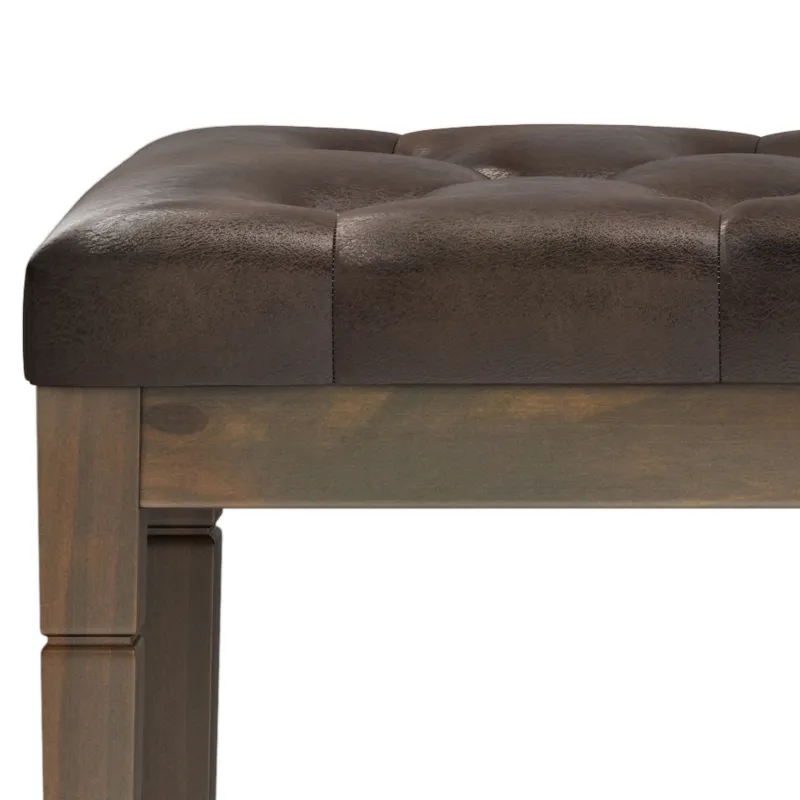 Waverly - Tufted Ottoman Bench - Distressed Brown