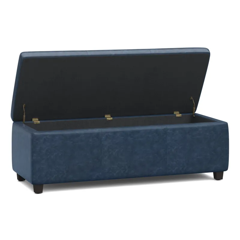Avalon - Storage Ottoman Bench - Denim Blue