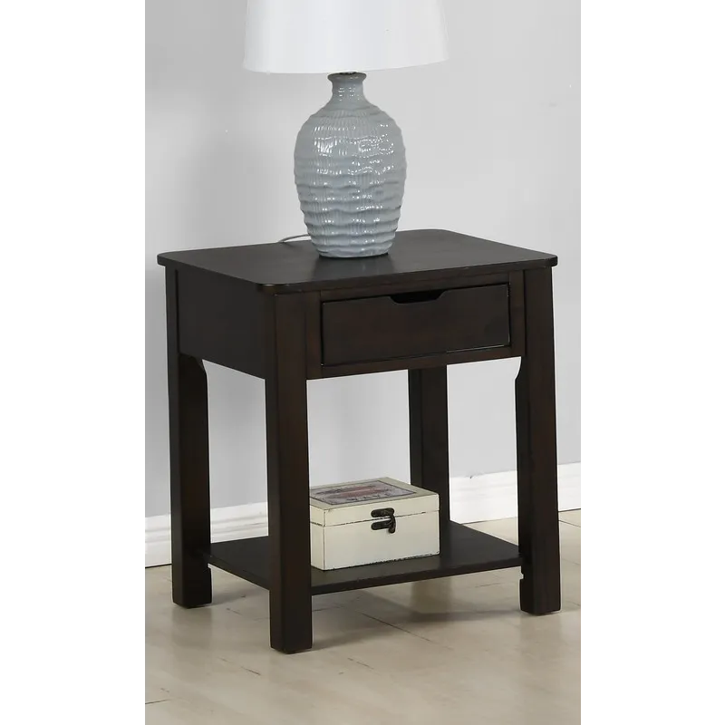 Flora - 20\" MDF End Table With Drawer - Dark Brown