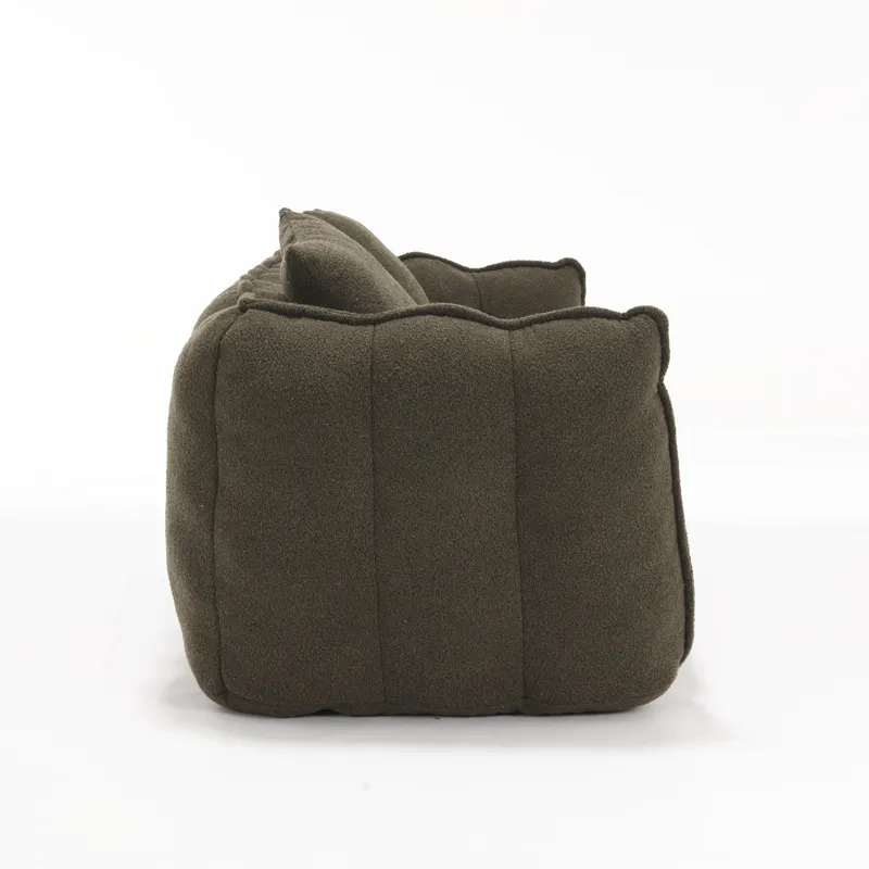 Soft Beanbag Chair With High Resilience Foam Core For Two People - Olive Green