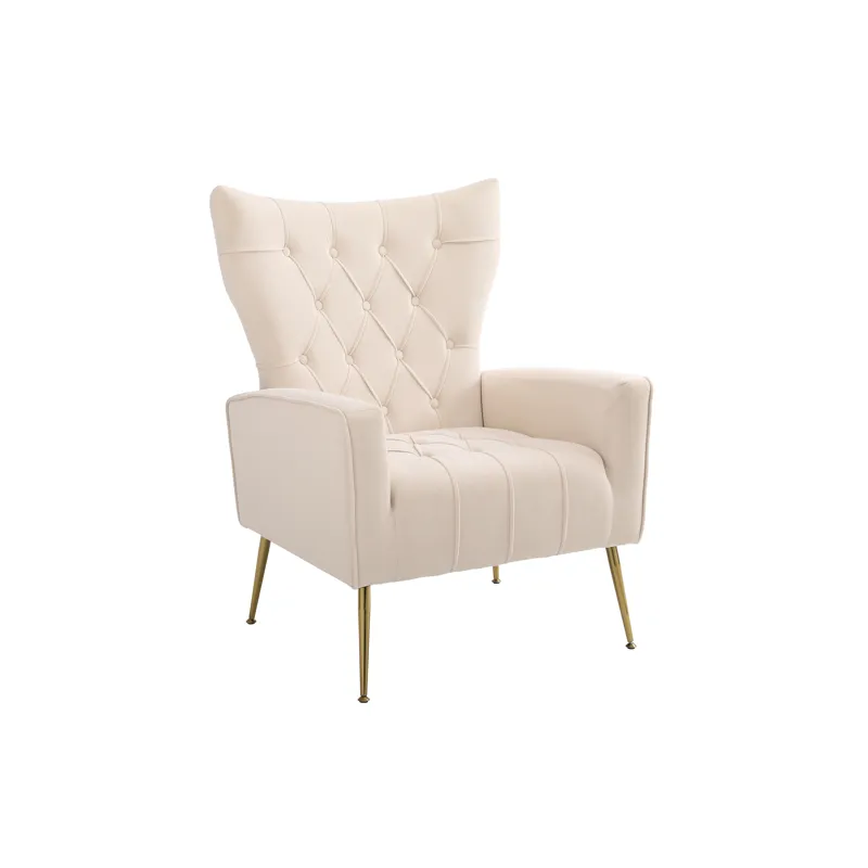 Modern Accent Chair With Ottoman, Comfy Armchair For Living Room, Bedroom, Apartment, Office - Beige