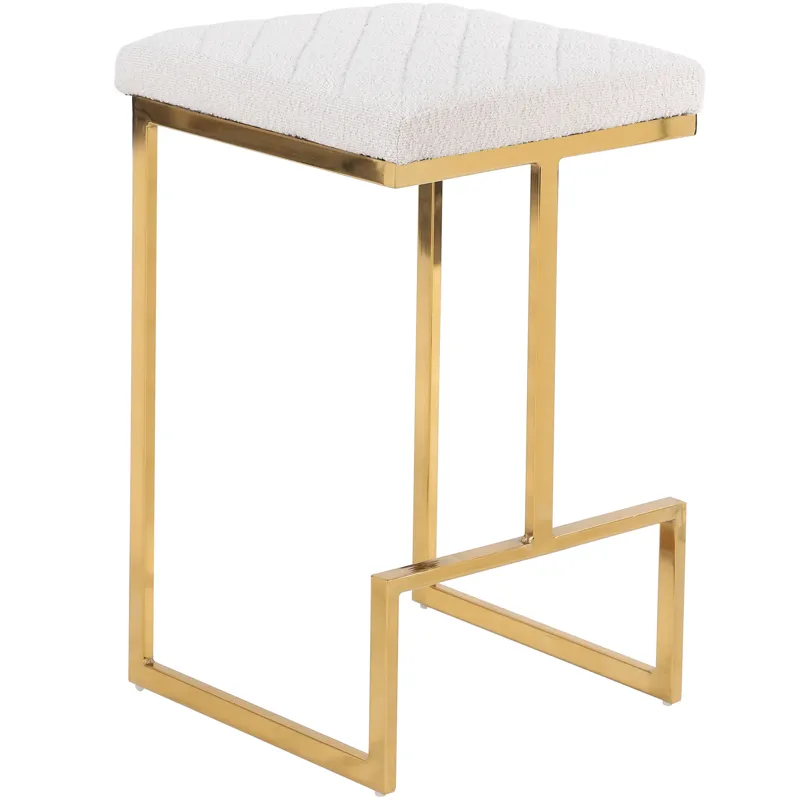 Joel - Mid-Century Modern Luxury Upholstered Stool - Beige