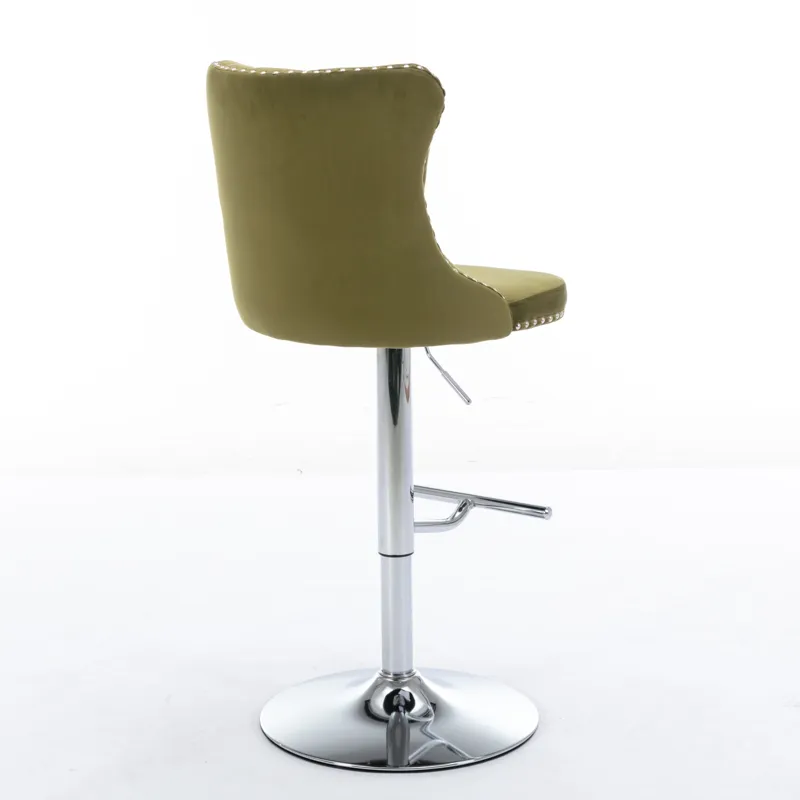 Swivel Velvet Barstools Adjusatble Seat Height From 25-33\", Modern Upholstered Chrome Base Bar Stoo