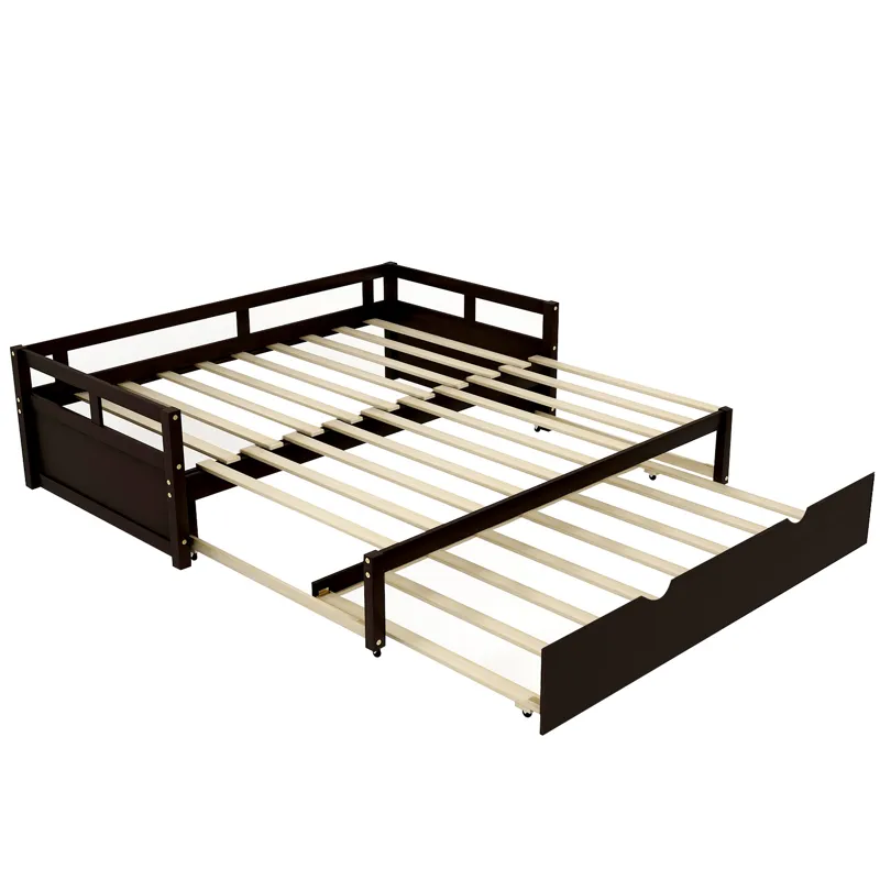 Extending Daybed With Trundle, Wooden Daybed With Trundle - Espresso
