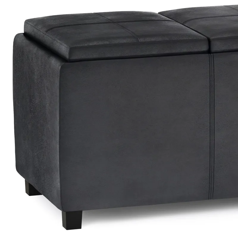 Avalon - Storage Ottoman - Distressed Black