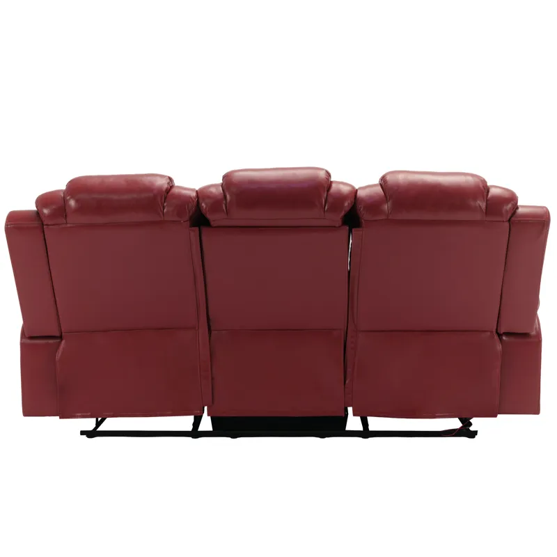 3 Pieces Recliner Sofa Sets Home Theater Seating Manual Recliner Chair With Center Console And Led L