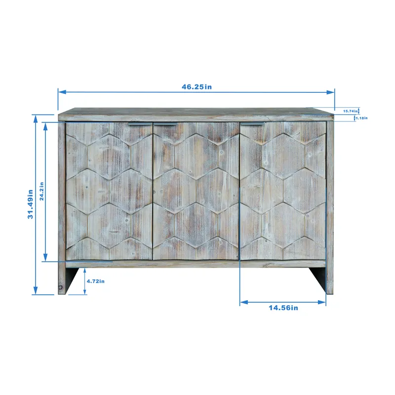 Accent Cabinet Farmhouse Style 3 Door Wooden Cabinet Sideboard Buffet Server Cabinet Storage Cabinet