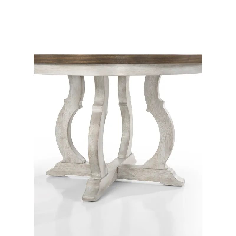 Havanna - 5 Piece Wide Contemporary Round Dining Table With Off White Fabric Chairs (Set of 5) - Vin