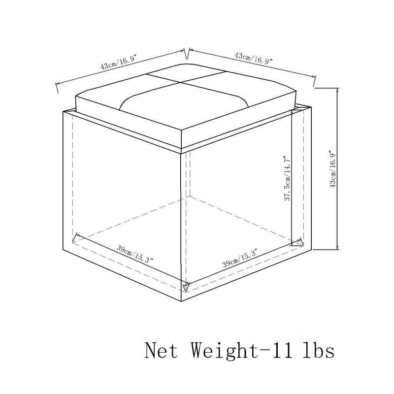 Rockwood - Cube Storage Ottoman with Tray - Cloud Grey