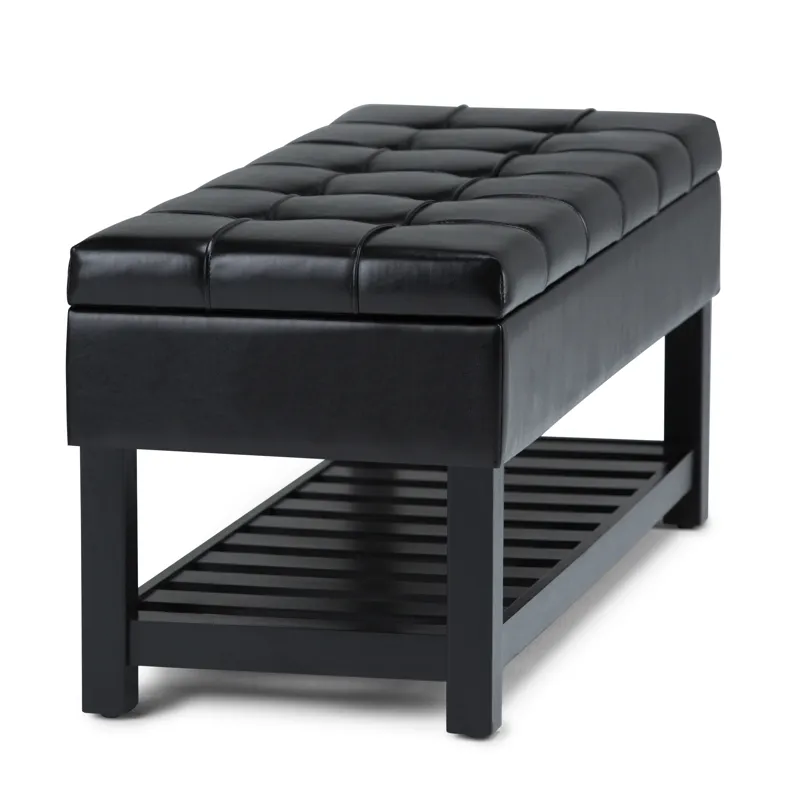 Saxon - Storage Ottoman Bench - Midnight Black