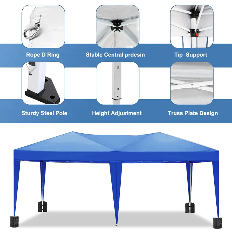 10\'X20\' Ez Pop Up Canopy Outdoor Portable Party Folding Tent With 6 Removable Sidewalls + Carry Ba