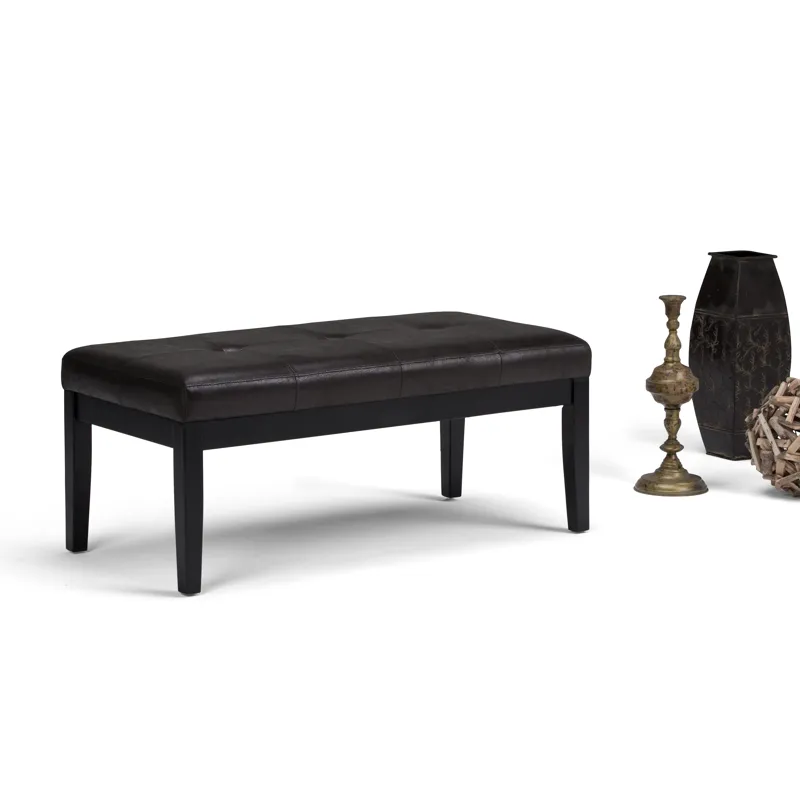 Lacey - Tufted Ottoman Bench - Distressed Black