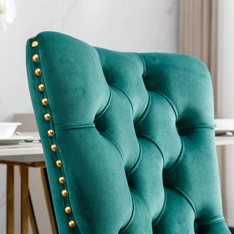 Nikki - Modern, High-End Tufted Solid Wood Contemporary Velvet Upholstered Dining Chair With Golden 