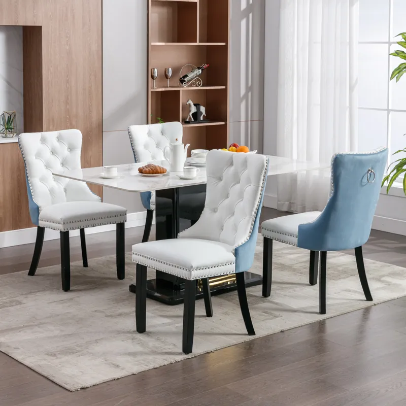 Nikki - Modern, High-End Tufted Solid Wood Contemporary PU And Velvet Upholstered Dining Chair With 
