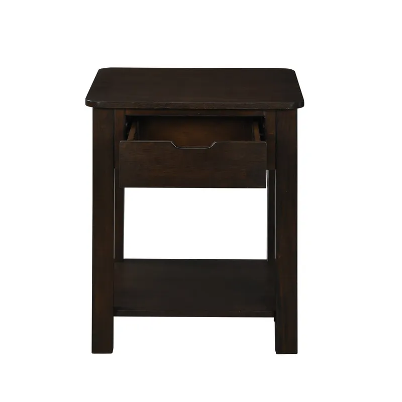 Flora - 20\" MDF End Table With Drawer - Dark Brown