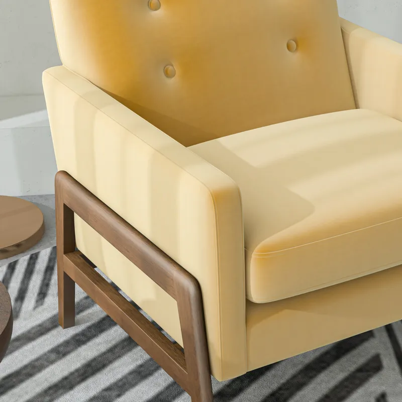 Cole - Solid Wood Lounge Chair - Yellow
