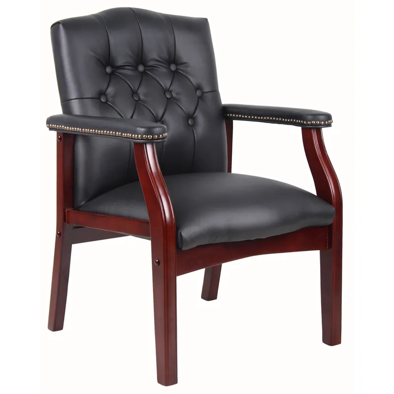 Leather Reception Guest Chairs With Padded Seat And Arms Ergonomic Mid-Back Office Executive Side Ch