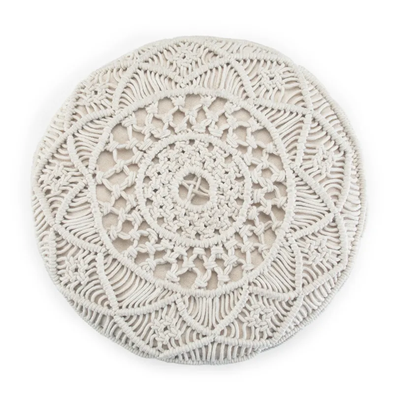Coates - Round Macrame Pouf - Natural