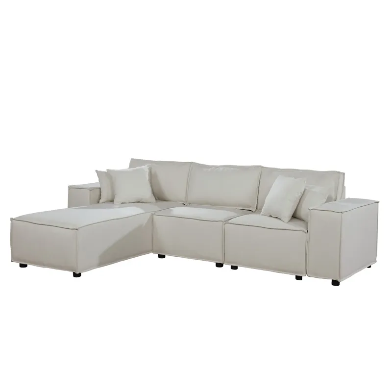 Harvey - Sofa With Reversible Chaise - Beige Linen