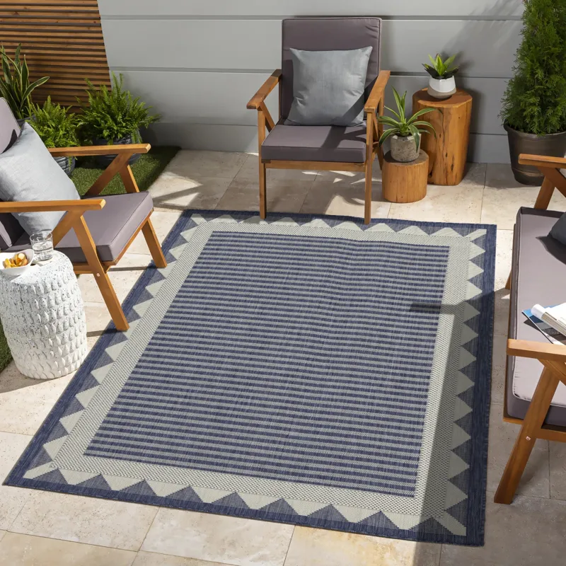 Sunshine - 2\'7\" X 7\'3\" Polypropylene, Indoor / Outdoor Area Rug - Blue